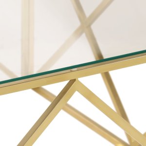 Stolik kawowy, złoty, stal nierdzewna i szkło hartowane 7