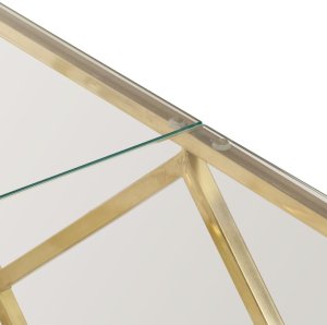 Stolik kawowy, złoty, stal nierdzewna i szkło hartowane 8