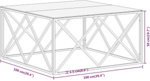 Stolik kawowy, złoty, stal nierdzewna i szkło hartowane 9