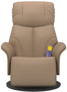 Rozkładany fotel masujący z podnóżkiem, cappuccino, ekoskóra 4