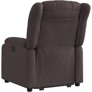 Podnoszony fotel rozkładany, ciemnobrązowy, obity tkaniną 4