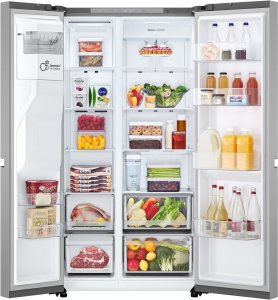 LG Refrigerator | GSLC41PYPE | Energy efficiency class E | Free standing | Side by side | Height 179 cm | Fridge net capacity 420 L | Freezer net capacity 221 L | Display | 36 dB | Grey 2