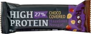BATON PROTEINOWY Z ORZECHAMI LASKOWYMI W POLEWIE CZEKOLADOWEJ BEZGLUTENOWY BIO 40 g - ROOBAR 1