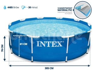Basen ogrodowy stelażowy 305 x 76 cm INTEX 28200 EDUKAMP 3