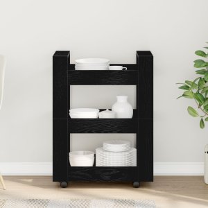 vidaXL Wózek kuchenny Czarny dąb 60x45x80 cm z drewna inżynieryjnego 4