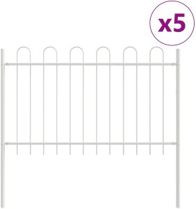 vidaXL Białe ogrodzenie z efektownym szczytem, 8,5x1 m, stal 2