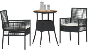 vidaXL Zestaw jadalny do ogrodu 3-częściowy Czarny Polirattan 3