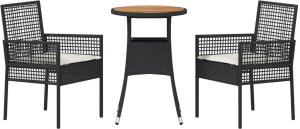 vidaXL Zestaw jadalny do ogrodu 3-częściowy Czarny Polirattan 7