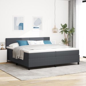 vidaXL Łóżko z materacem ciemnoszary 200x200 cm Tkanina o splocie kord 1