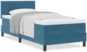 vidaXL Łóżko Sprężynowe z Materacem Ciemnoniebieskie 100x200 cm Aksamit 4