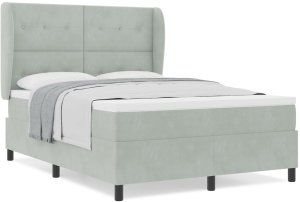 vidaXL Łóżko ze sprężynami w jasnoszarym kolorze z materacem 160x200 cm z aksamitu 4