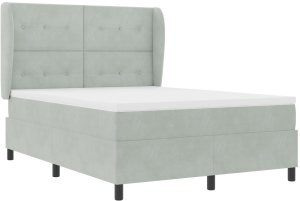 vidaXL Łóżko ze sprężynami w jasnoszarym kolorze z materacem 160x200 cm z aksamitu 5