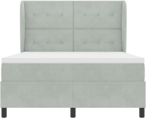 vidaXL Łóżko ze sprężynami w jasnoszarym kolorze z materacem 160x200 cm z aksamitu 7