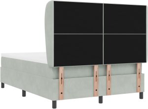 vidaXL Łóżko ze sprężynami w jasnoszarym kolorze z materacem 160x200 cm z aksamitu 9