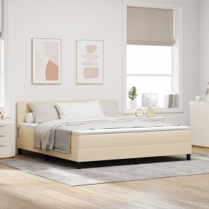 vidaXL Łóżko Kontynentalne z Materacem i LED Beżowe 180x200 cm Tkanina 1