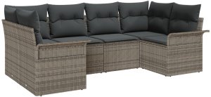 vidaXL 6-częściowy zestaw sof ogrodowych z poduszkami szary polirattan 2