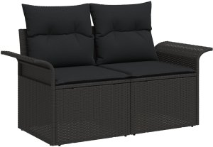 vidaXL Zestaw 8-częściowy sof ogrodowych z poduszkami czarnym rattanim 7