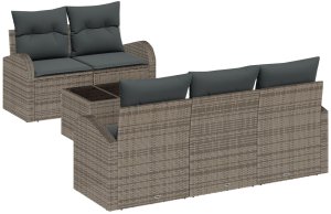 vidaXL Zestaw Sof Ogrodowych z Poduszkami Szary Poli Rattan 2