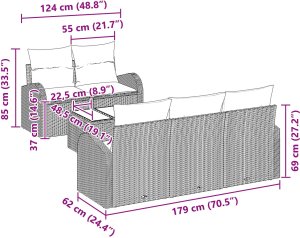 vidaXL Zestaw Sof Ogrodowych z Poduszkami Szary Poli Rattan 8