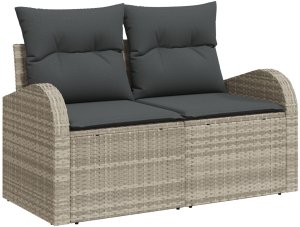 vidaXL 3-częściowy zestaw sof ogrodowych z poduszkami jasnoszary rattan 4