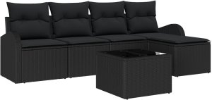 vidaXL Zestaw ogrodowy 6 części z poduszkami w kolorze beżowym z polirattanu 2