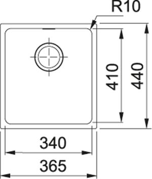 Zlewozmywak Franke Zlewozmywak 1-komorowy SID 110 bez ociekacza 36,5 x 44cm onyx (125.0331.031) 2