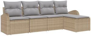 vidaXL 5-częściowy zestaw sof ogrodowych z poduszkami Beżowy Polirattan 2