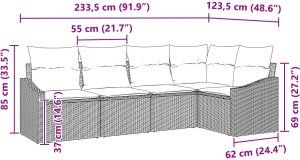 vidaXL 5-częściowy zestaw sof ogrodowych z poduszkami Beżowy Poli Rattan 8
