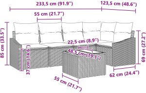 vidaXL Zestaw sofy ogrodowej z poduszkami Szary Poly Rattan 9