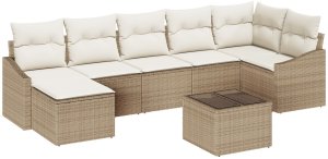 vidaXL Zestaw Sof Ogrodowych 8-częściowy z Poduszkami Brązowy Polirattan 2