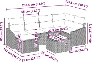 vidaXL Zestaw sof ogrodowych z poduszkami beżowy polirattan 10