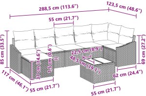 vidaXL Zestaw Sofy Ogrodowej z Poduszkami - 18 elementów z czarnego rattanu 10