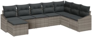 vidaXL Zestaw 8 częściowych sof ogrodowych z poduszkami Szary Poli Rattan 2