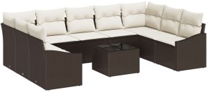 vidaXL Zestaw kanapowy z poduszkami 9-elementowy szary z polirattanu 2