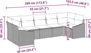 vidaXL 7-częściowy zestaw sofy ogrodowej z poduszkami Czarny Poli Rattan 8