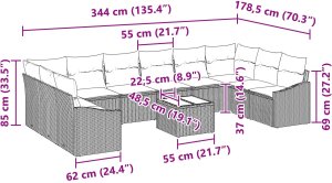 vidaXL 11 Elementowy Zestaw Sof Ogrodowych z Poduszkami Beżowy Polirattan 9