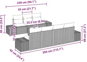 vidaXL Zestaw sof ogrodowych 8-częściowych z poduszkami Szary Polirattan 8