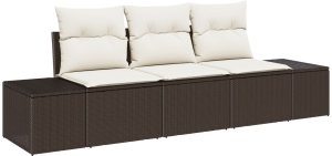 vidaXL 3-częściowy zestaw sof ogrodowych z poduszkami brązowy polirattan 2