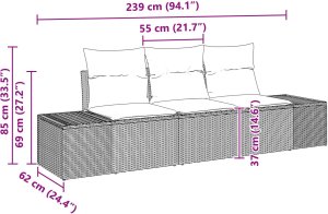 vidaXL 3-częściowy zestaw sof ogrodowych z poduszkami brązowy polirattan 7