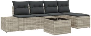 vidaXL Zestaw sof ogrodowych 6-częściowy z szarymi poduszkami 2