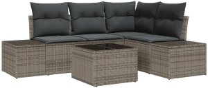 vidaXL Zestaw Sofy Ogrodowej 4 Części z Poduszkami Szary Polirattan 2