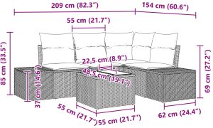 vidaXL Zestaw Sofy Ogrodowej 4 Części z Poduszkami Szary Polirattan 9