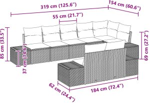 vidaXL Zestaw Sof z Ogrodu w 8 częściach z Poduszkami Czarny Polirattan 8