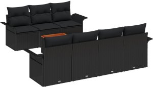 vidaXL 8-częściowy zestaw sof ogrodowych z poduszkami Czarny Polirattan 2