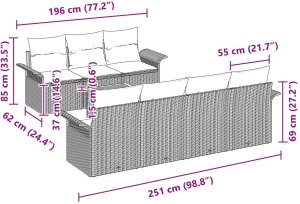 vidaXL 8-częściowy zestaw sof ogrodowych z poduszkami Czarny Polirattan 8