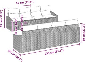 vidaXL 9 Częściowy Zestaw Sof Ogrodowych z Poduszkami Beżowy Polirattan Akacja 8