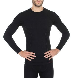 Brubeck Koszulka męska z długim rękawem Active Wool czarna r. M (LS12820) 1