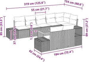 vidaXL 9-częściowy zestaw sof ogrodowych z poduszkami czarnymi z polirattanu akacjowego 9