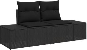 vidaXL 6 Częściowy Zestaw Sofa Ogrodowa z Poduszkami Czarny Poli Rattan Akacja 4