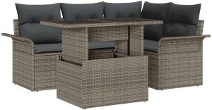 vidaXL 5 Częściowy Zestaw Sof Ogrodowych z Poduszkami Szary Polirattan 2